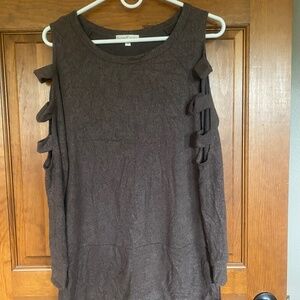 Moa Moa size small brown long sleeve cold shoulder